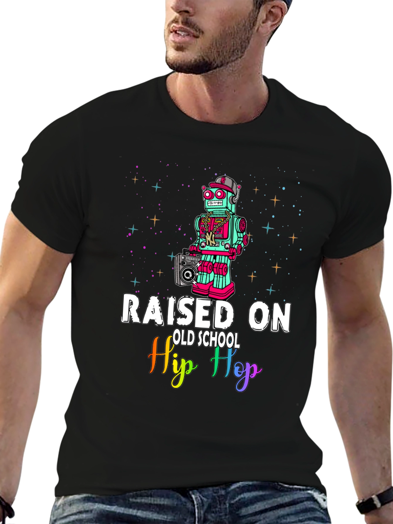 Raised On Old School Hip Hop Robot T-Shirt