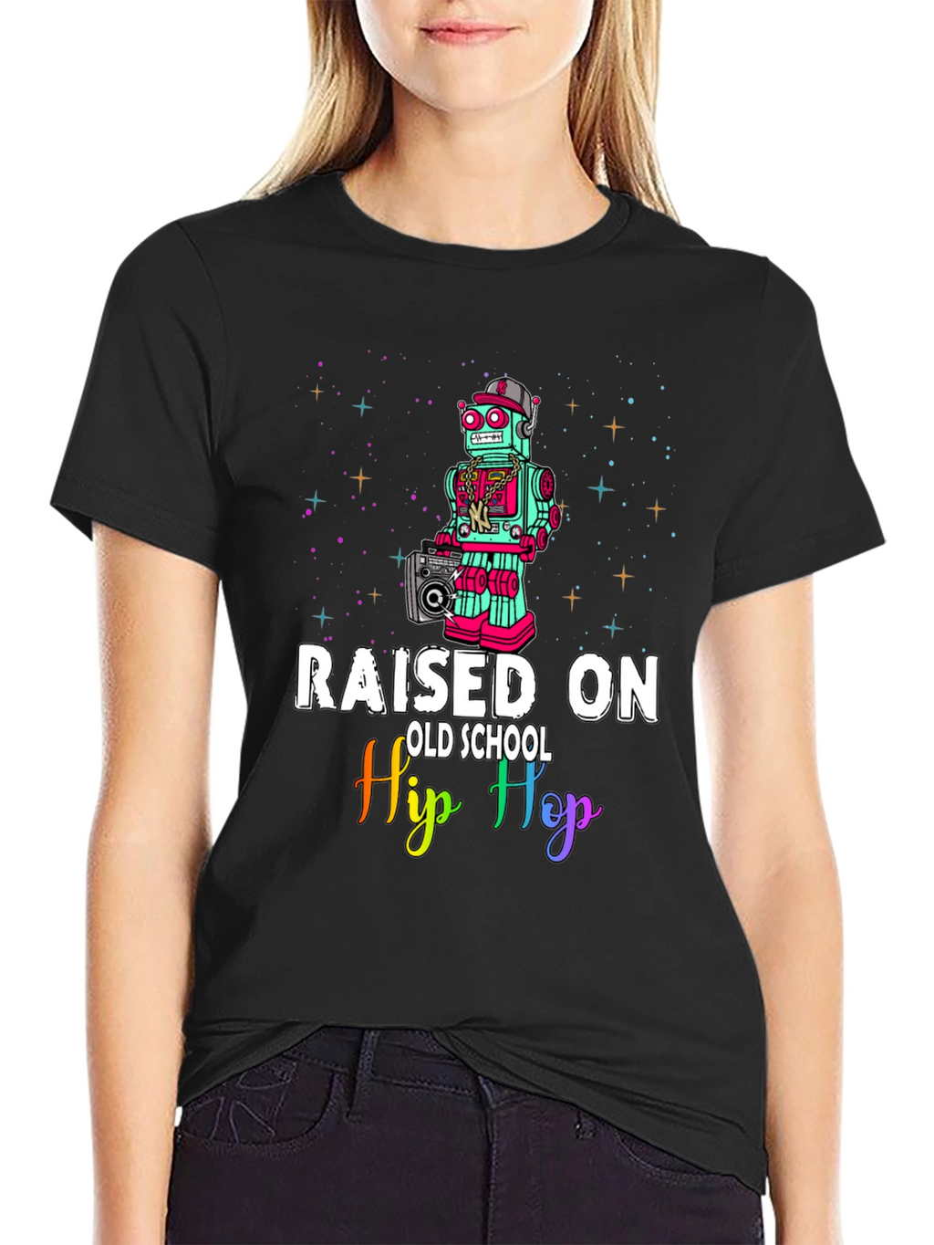 Raised On Old School Hip Hop Robot T-Shirt