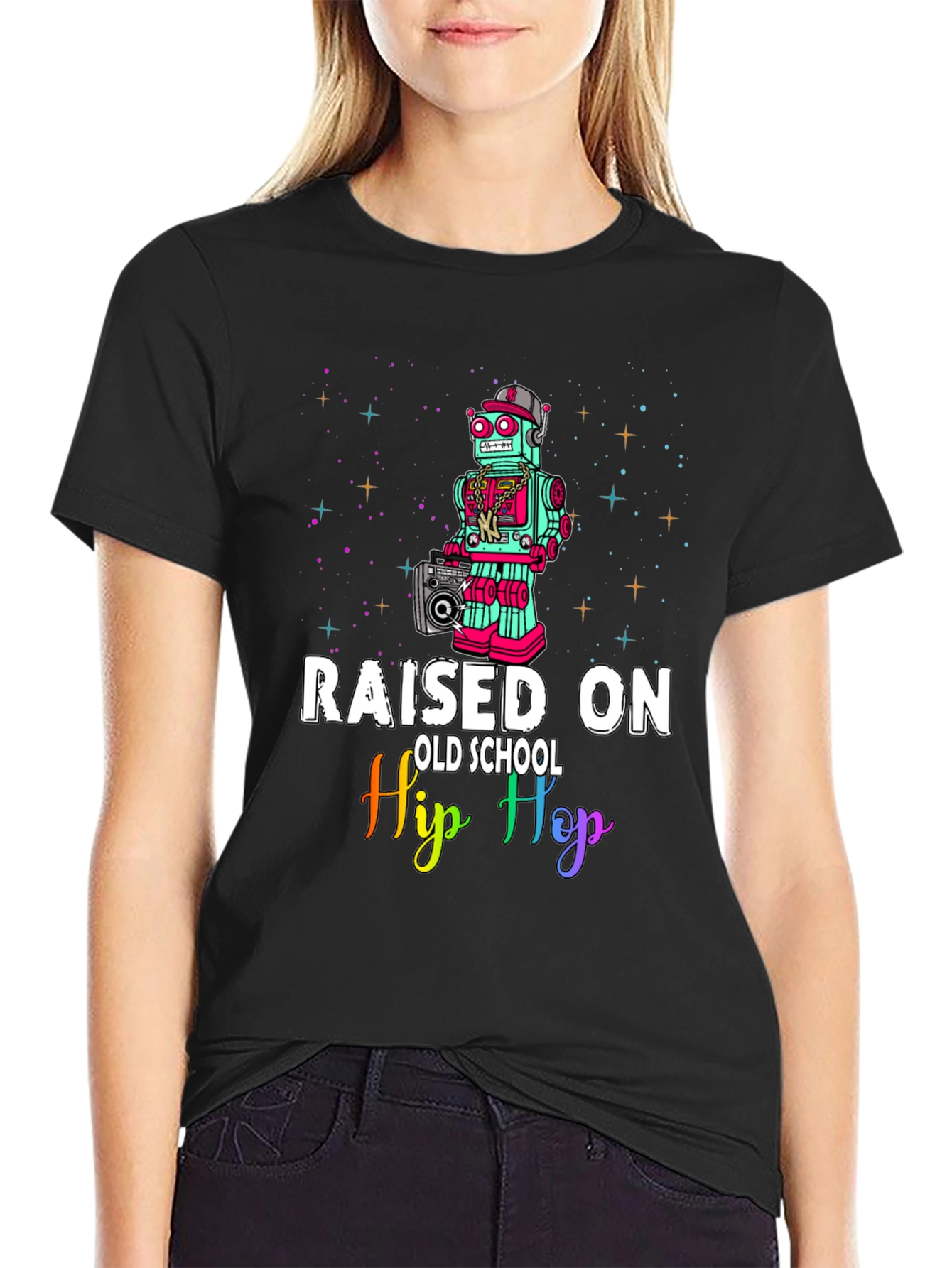 Raised On Old School Hip Hop Robot T-Shirt