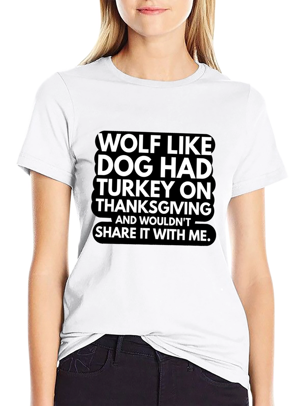 Funny Thanksgiving Wolf Dog Graphic T-Shirt