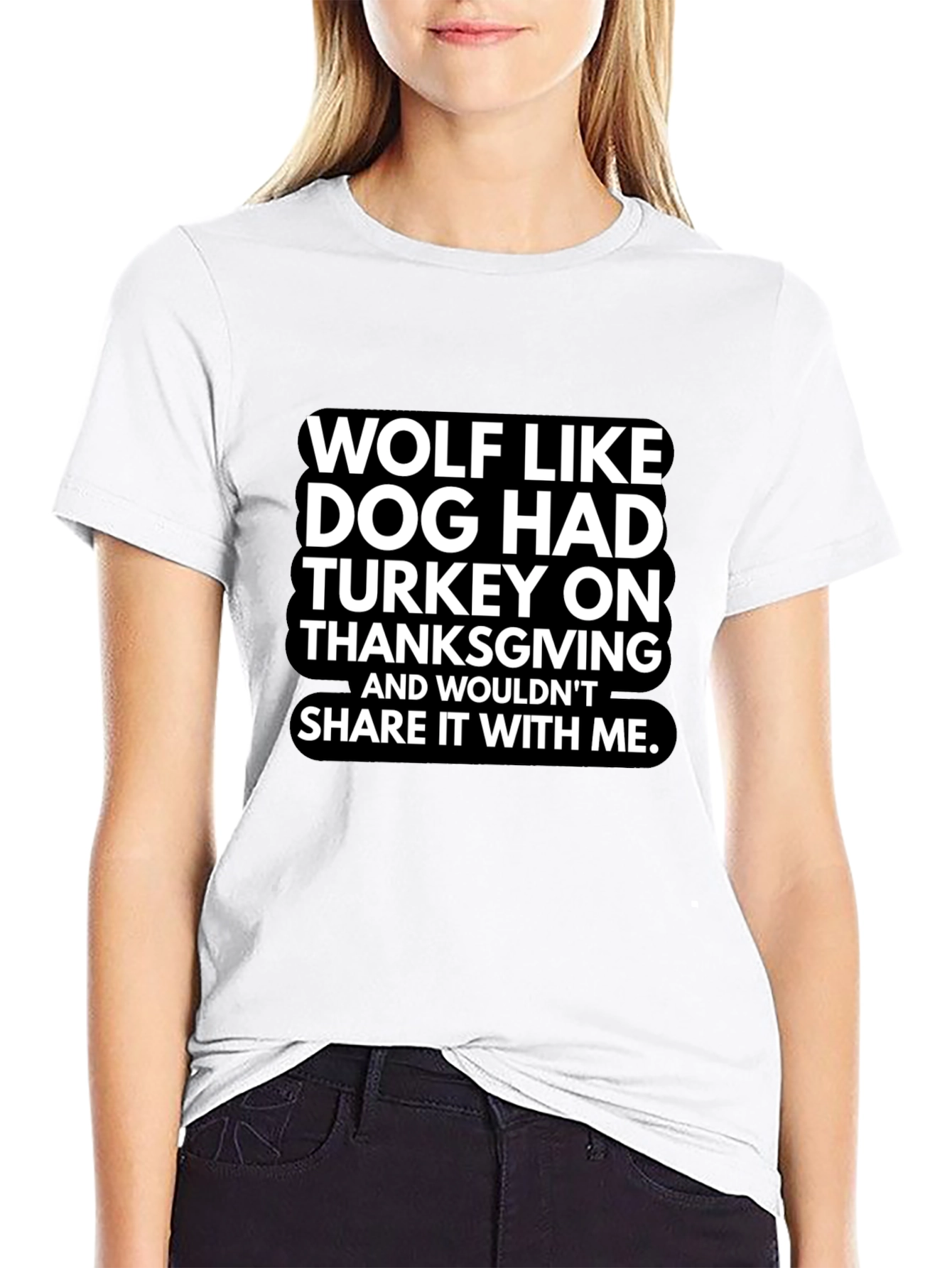 Funny Thanksgiving Wolf Dog Graphic T-Shirt