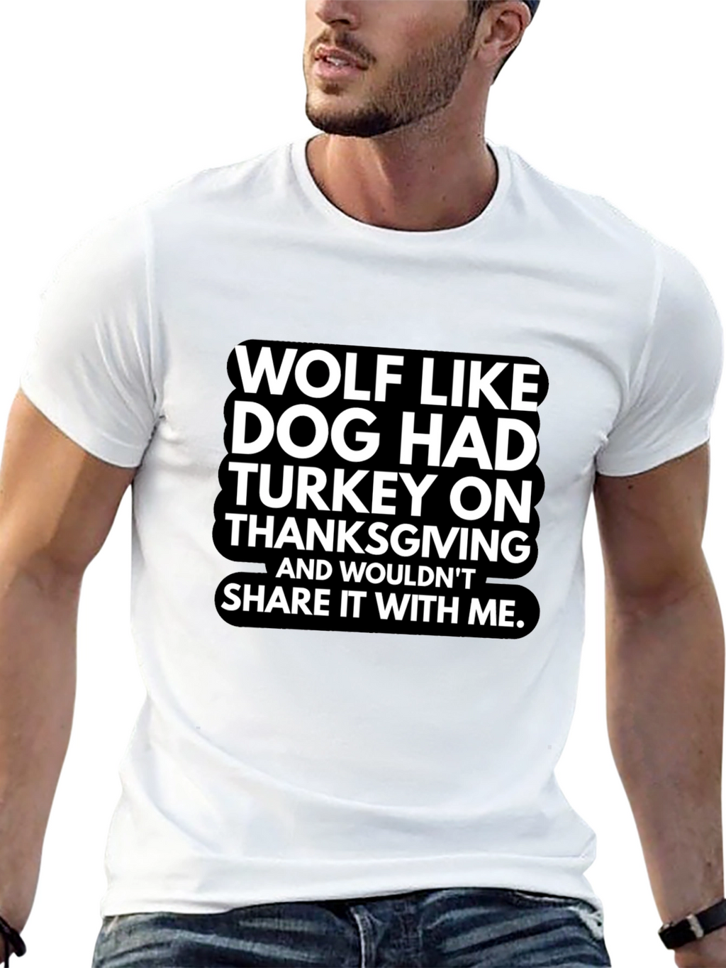 Funny Thanksgiving Wolf Dog Graphic T-Shirt