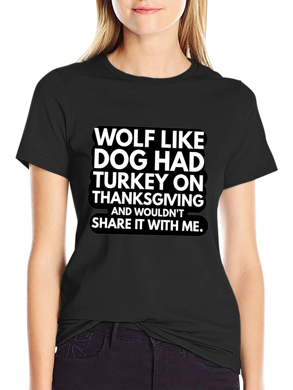 Funny Thanksgiving Wolf Dog Graphic T-Shirt