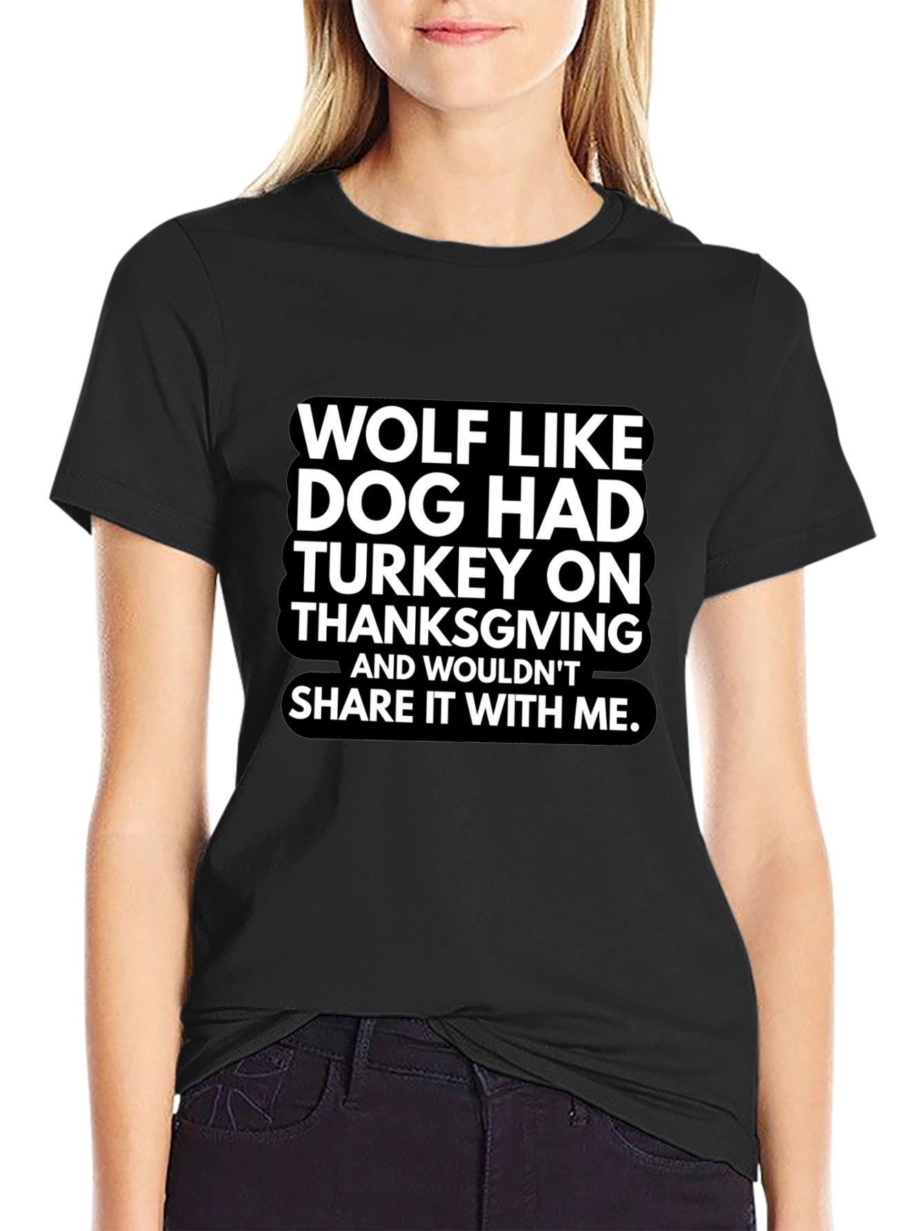 Funny Thanksgiving Wolf Dog Graphic T-Shirt