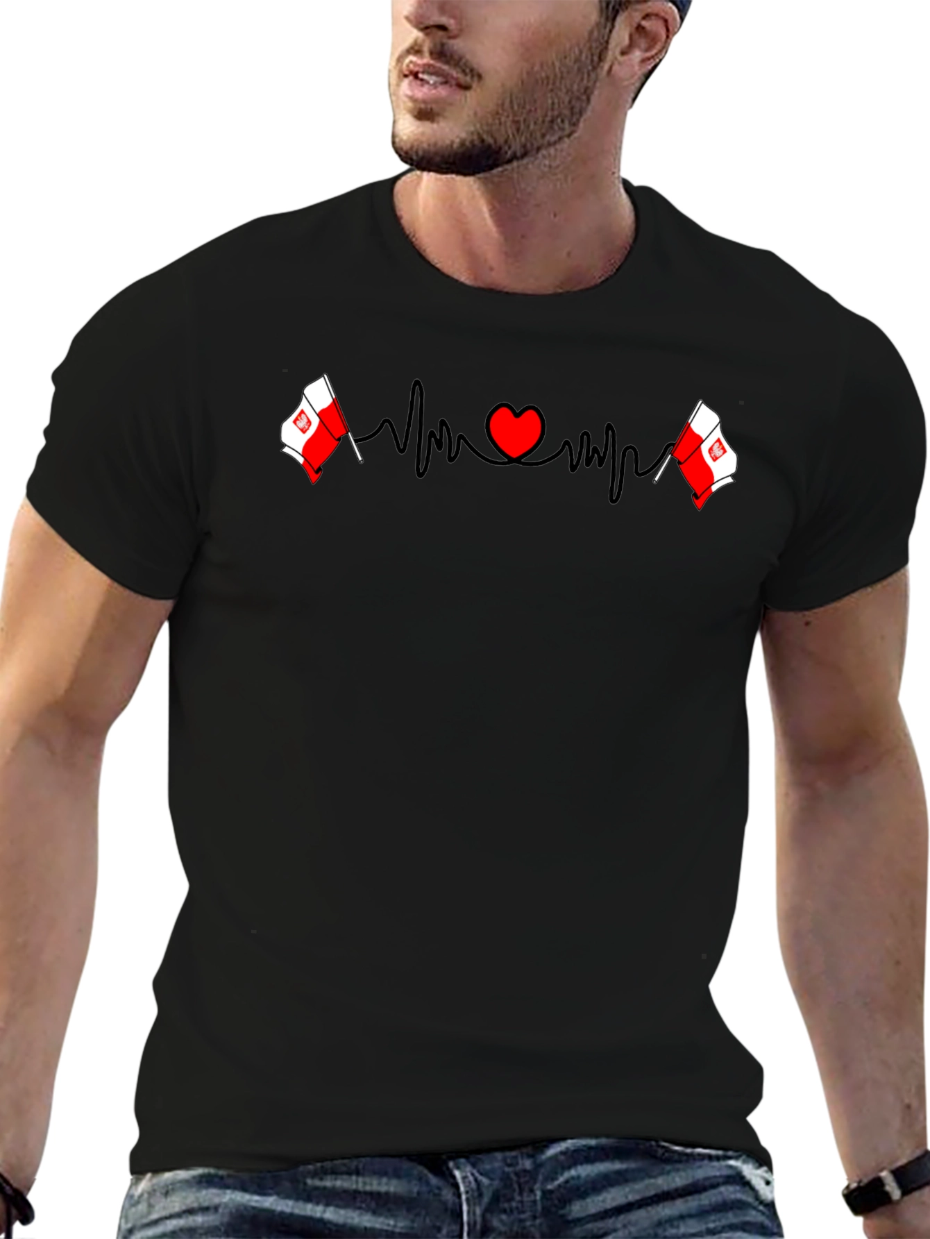 Poland Flag Heartbeat Graphic Tee