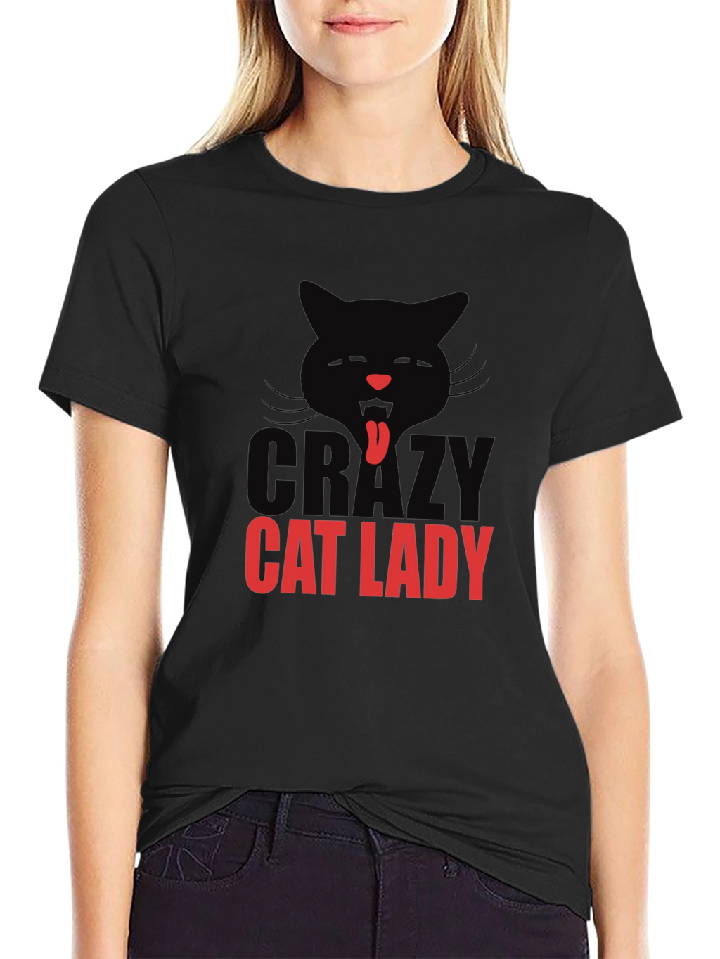 Crazy Cat Lady T-Shirt - Black Cotton Tee